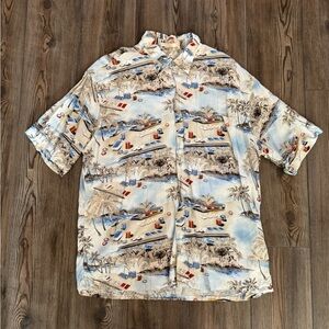 Campia Moda Rayon Hawaiian Shirt Casino Cruise Print Size XL